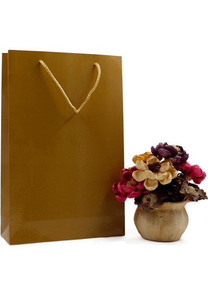 Gold Premium Karton Çanta 25 x 38 x 8 cm 2 Adet Hediye Poşeti