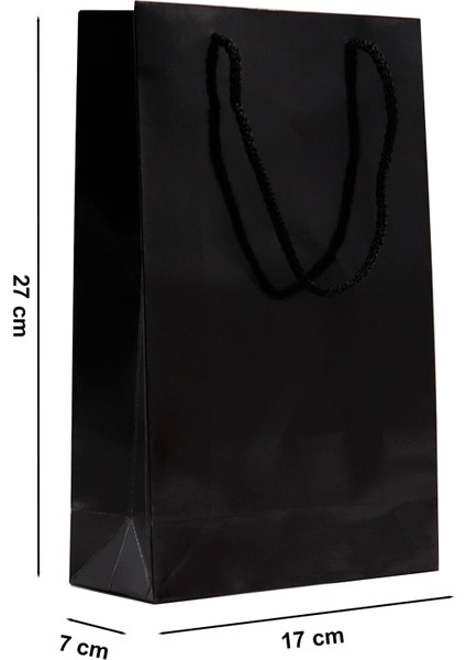 Siyah Premium Karton Çanta 17 x 27 x 7 cm 2 Adet Hediye Poşeti