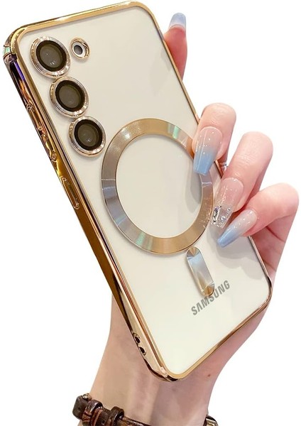 Samsung Galaxy S24 Kılıf Magsafe Kamera Lensli Korumalı Şeffaf Silikon Kapak