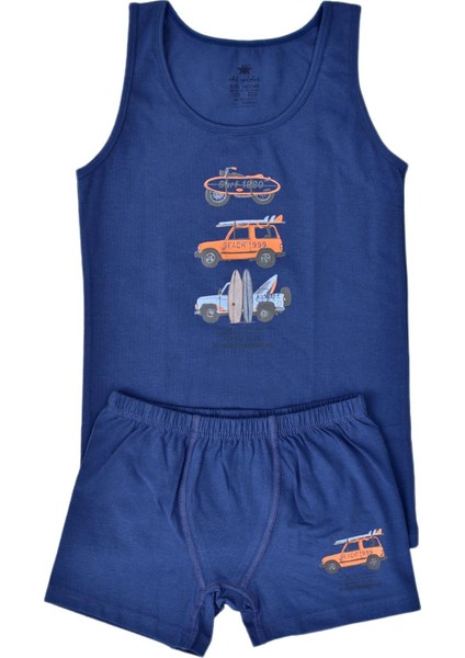 Erkek Çocuk Araba Baskılı Atlet Boxer Takım 6044 BGL-ST03478