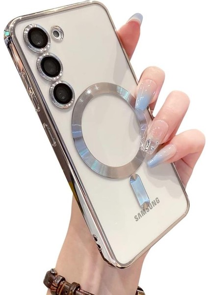 Samsung Galaxy S24 Kılıf Magsafe Kamera Lensli Korumalı Şeffaf Silikon Kapak