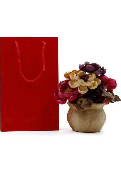 Kırmızı Premium Karton Çanta 17 x 27 x 7 cm 2 Adet Hediye Poşeti