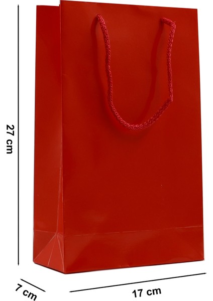 Kırmızı Premium Karton Çanta 17 x 27 x 7 cm 2 Adet Hediye Poşeti