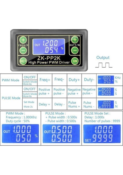 Roba Panel Kutulu ZK-PP2K Kare Dalga Sinyal Jeneratörü Çift Modlu 1 Kanallı 1Hz-150KHz Pwm Pulse Frekansı Ayarlanabilir Görev Döngüsü Gecikmeli Başlangıç