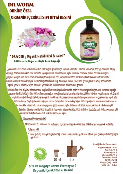Orkide Özel Organik İçerikli Sıvı Bitki Besini 500 ml
