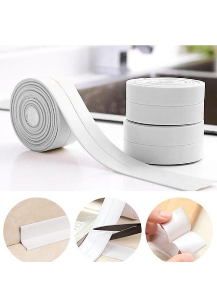 3 Adet Su Sızdırmaz Bant Banyo Mutfak Küvet Lavabo Tezgah Kenar Bant 3 Metre 38mm