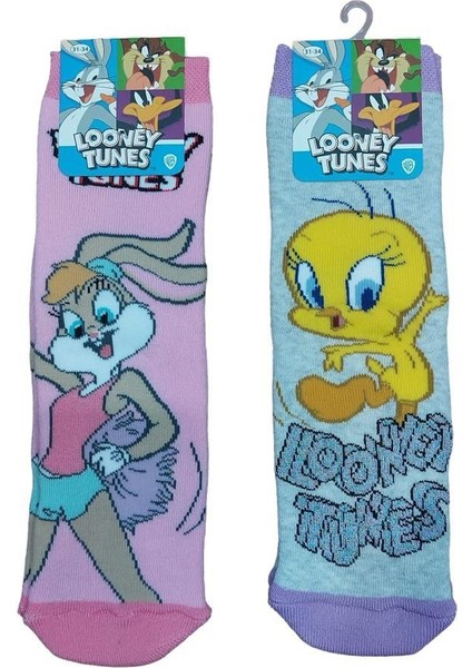 2'li Looney Tunes Tabanı Kaydırmaz Kışlık Havlu Çocuk Çorap