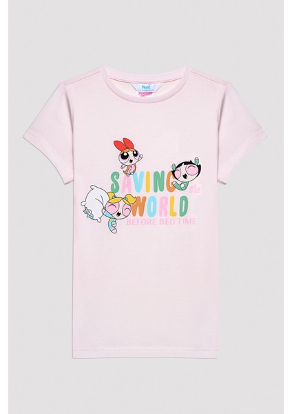 Kız Çocuk Powerpuff Girls Pembe Pijama Takımı