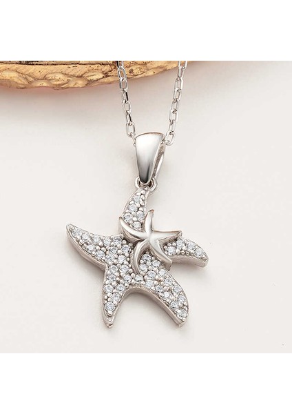 925 Ayar Gümüş Deniz Yıldızı Kadın Kolye