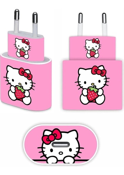 Iphone 20w Uyumlu Çilekli Cute Full Kaplama Şarj Aleti Stickerı