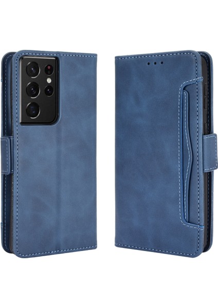 Ile Uyumlu Samsung Galaxy S21 Ultra Kredi Kartı Tutuculu Kickstand Koruyucu Cüzdan Kılıfı, Flip Folyo Kitap Pu Deri Darbeye Dayanıklı Kapak (Yurt Dışından)