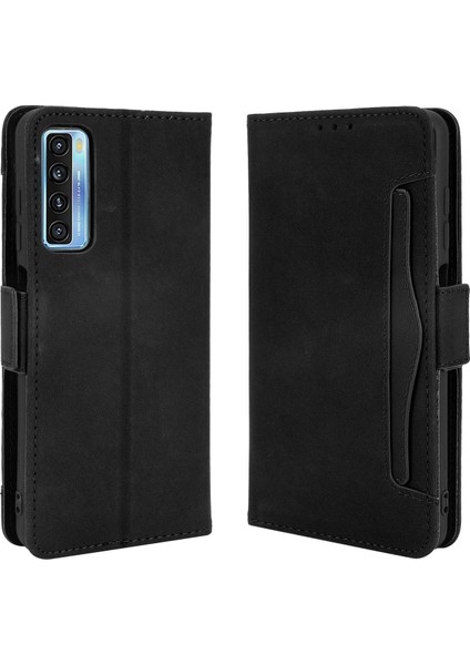 Ile Uyumlu Tcl 20 5G/20L/20S Kredi Kartı Tutuculu Kickstand Koruyucu Cüzdan Kılıfı, Flip Folyo Kitap Pu Deri Darbeye Dayanıklı Kapak (Yurt Dışından)