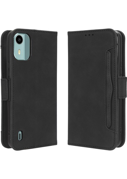 Ile Uyumlu Nokia C12 Kredi Kartı Tutuculu Kickstand Koruyucu Cüzdan Kılıfı, Flip Folyo Kitap Pu Deri Darbeye Dayanıklı Kapak (Yurt Dışından)
