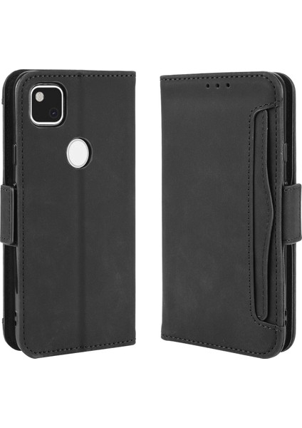 Ile Uyumlu Google Pixel 4A 4g Kredi Kartı Tutuculu Kickstand Koruyucu Cüzdan Kılıfı, Flip Folyo Kitap Pu Deri Darbeye Dayanıklı Kapak (Yurt Dışından)