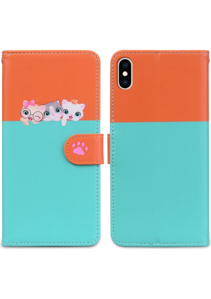Uyumlu iPhone Xs Max Sevimli Hayvan Desenli Kart Yuvalı Cüzdan Kılıfı (Yurt Dışından) indirimleri