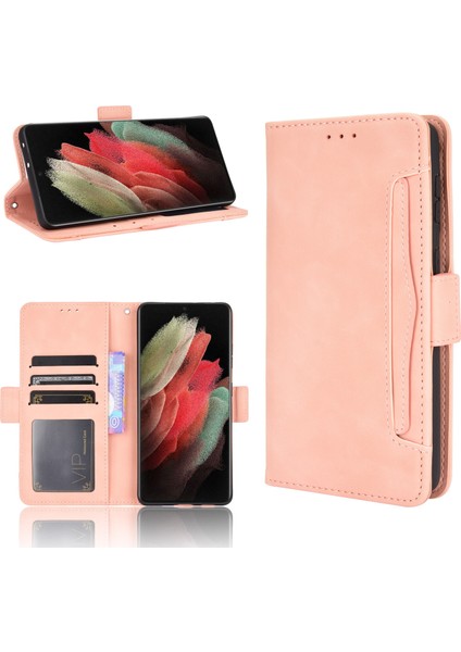Ile Uyumlu Samsung Galaxy S21 Ultra Kredi Kartı Tutuculu Kickstand Koruyucu Cüzdan Kılıfı, Flip Folyo Kitap Pu Deri Darbeye Dayanıklı Kapak (Yurt Dışından) fırsatları