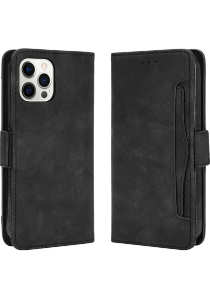 Ile Uyumlu iPhone 12 Pro Max Kredi Kartı Tutuculu Kickstand Koruyucu Cüzdan Kılıfı, Flip Folyo Kitap Pu Deri Darbeye Dayanıklı Kapak (Yurt Dışından)