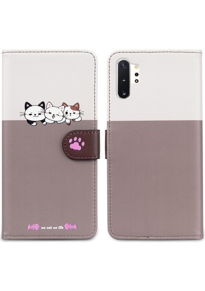 Uyumlu Samsung Galaxy Note 10 Pro Sevimli Hayvan Desenli Kart Yuvalı Cüzdan Kılıfı (Yurt Dışından)