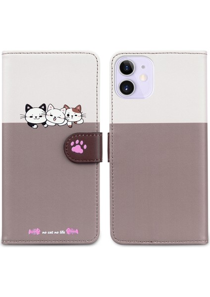 Uyumlu iPhone 12 Sevimli Hayvan Desenli Kart Yuvalı Cüzdan Kılıfı (Yurt Dışından) indirimleri