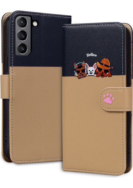 Uyumlu Samsung Galaxy S21 Plus Sevimli Hayvan Desenli Kart Yuvalı Cüzdan Kılıfı (Yurt Dışından)