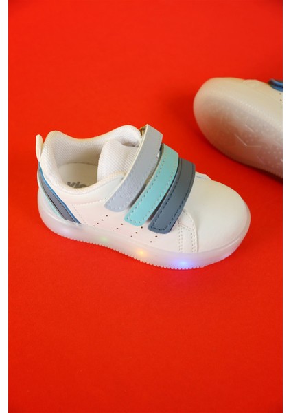Sun Işıklı Erkek Çocuk Beyaz Mavi Sneaker