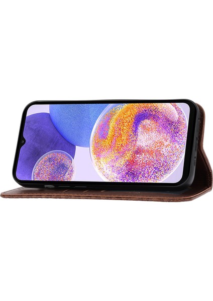 Samsung Galaxy S21 Fe 5g Buzağı Dokusu Için Baskılı Rhombus Pot Deri Kılıf Stand Standı Cüzdan Manyetik Otomatik Kapak Kapağı Kayış-Kahverengi (Yurt Dışından)