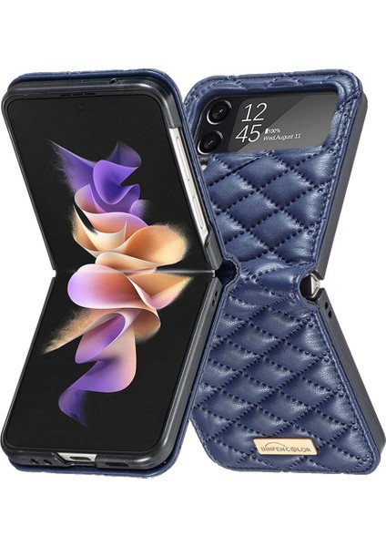 Samsung Galaxy Z Flip4 5g Için Telefon Kılıfı, Baskılı Rhombus Desen Koruyucu Telefon Kapak Mavisi (Yurt Dışından)