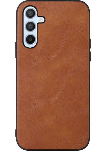 Samsung Galaxy A54 5g Cowhide Doku Pu Deri Kaplama Telefon Kılıfı Sabit Pc Yumuşak Tpu Scratch-Dayanıklı Telefon Geri Kapak Brown (Yurt Dışından)