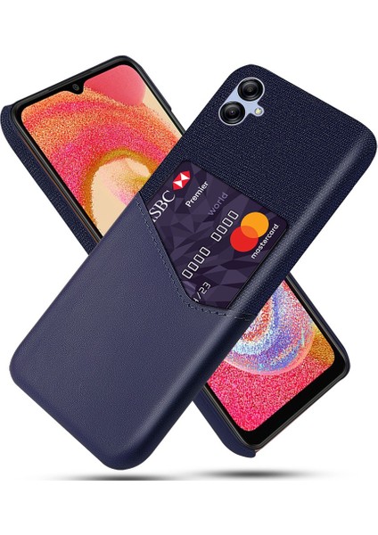 Samsung Galaxy A04 4g (164.4 x 76.3 x 9.1 Mm) Için Cep Telefonu Kasası Kart Tutucu Tasarım Bezi Doku Telefonu Pu Deri Kaplı Pc Kapak-Mavi (Yurt Dışından)