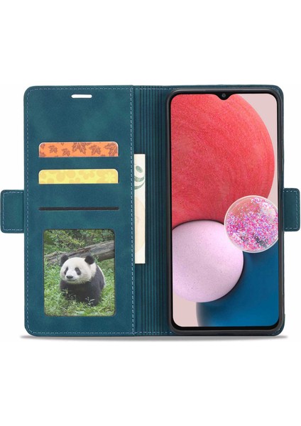 A13 Için 4G/5G/A04S 4g (164.7 x 76.7 x 9.1 Mm) Tam Koruma Pu Deri Deri Telefon Kapağı Folio Flip Cüzdan Standı Case-Canyan (Yurt Dışından)