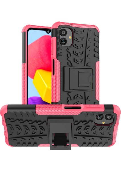 Samsung Galaxy A04 4g (164.4 x 76.3 x 9.1 MM)/M13 5g Pc+Tpu Şok Geçirmez Telefon Kasası Serin Lastik Deseni Kickstand Koruyucu Kapak-Gül (Yurt Dışından)