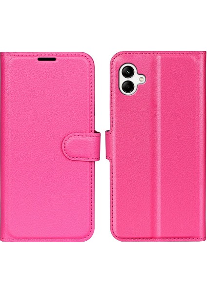 Samsung Galaxy A04 4g (164.4 x 76.3 x 9.1 Mm) Için Folio Flip Telefon Kasası, Şok Geçirmez Litchi Doku Pu Deri Cüzdan Standı Koruyucu Kapak-Gül (Yurt Dışından)