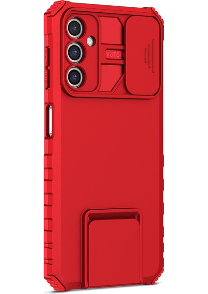 Samsung Galaxy A14 Için 5g Slayt Kamera Koruma Pc+Tpu Telefon Kılıfı Ayarlanabilir Kickstand Anti-Drop Kapak-Kırmızı (Yurt Dışından)