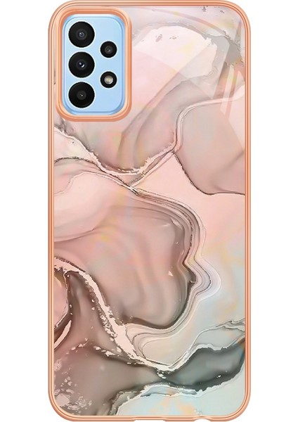 Samsung Galaxy A33 Için 5g Imd Mermer Desen Şok Geçirmez Telefon Kılıfı Elektraplama Çerçevesi 2.0mm Yumuşak Tpu Kapak Pembe (Yurt Dışından)