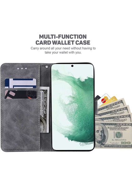 Samsung Galaxy M13 4g Için Pu Deri Koruyucu Kabuk, Geometri Baskılı Şok Geçirmez Kasık Telefon Standı Cüzdan Kapağı Strap-Grey (Yurt Dışından)