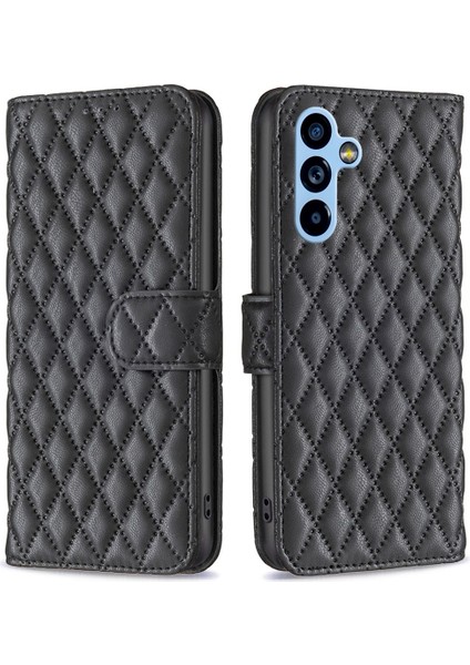 Samsung Galaxy A54 Için 5g Cüzdan Telefon Kılıfı Baskılı Rhombus Desen Koruyucu Kılıf Manyetik Kapatma Pu Deri Kapak Stand-Black (Yurt Dışından)