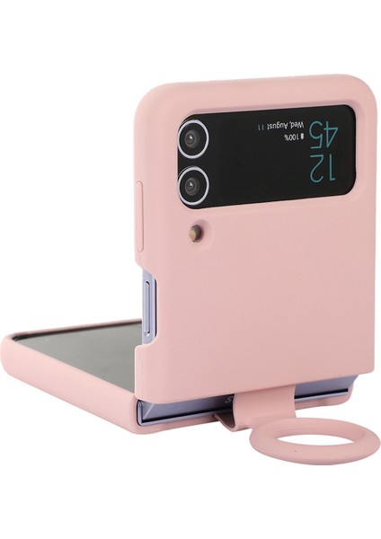 Samsung Galaxy Z Flip4 Için 5g Sıvı Silikon Katlanır Telefon Kasası Parmak Yüzüğü Tutucu Çizer Anti-Çizik Koruyucu Kapak-Pembe (Yurt Dışından)