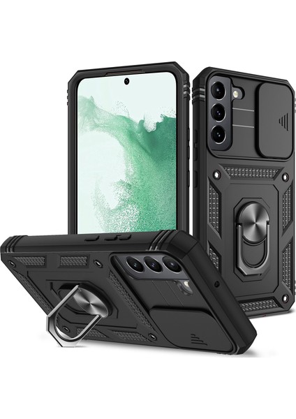 Samsung Galaxy S22+ 5g Için Anti-Fall Phone Cover Kickstand, Sürgülü Kameralı Kameralı Karakter Anti Tele Kılıf Kartı Tutucu (Yurt Dışından)
