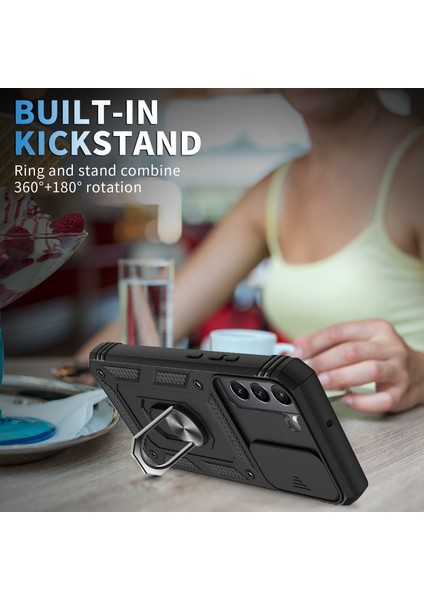 Samsung Galaxy S22+ 5g Için Anti-Fall Phone Cover Kickstand, Sürgülü Kameralı Kameralı Karakter Anti Tele Kılıf Kartı Tutucu (Yurt Dışından) fiyatları