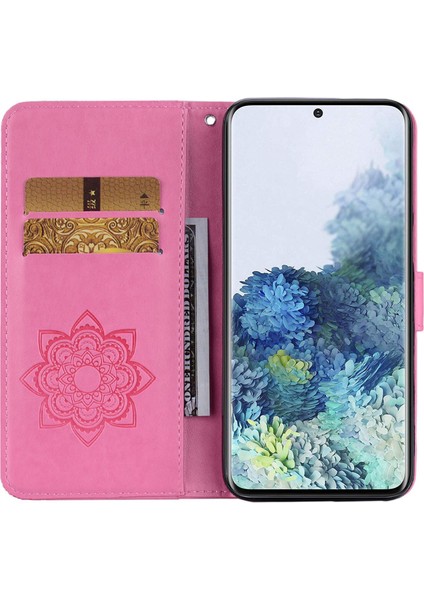 Samsung Galaxy S23 Rhinestone Dekor Telefon Kapağı, Baskı Baykuş Çiçek Desen Standı Cüzdan Deri Kılıfı (Yurt Dışından)
