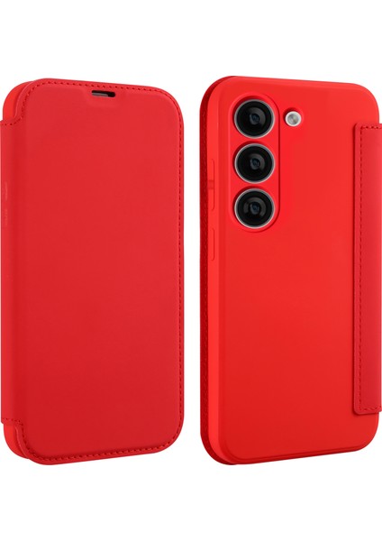 Samsung Galaxy S23 Için+ Anti-Drop Kartı Tutucu Kickstand Sıvı Silikon Koruyucu Kılıf Deri Touch Telefon Kapak-Kırmızı (Yurt Dışından)