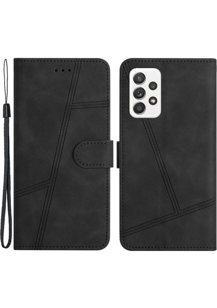 Samsung Galaxy A23 5g (Global Versiyon)/4g Retro Tarzı Çizim Anti-Clatch Telefon Cüzdanı Kılıfı Cilt Dokunuşu Pu Deri Flip Kapak Standı-Black (Yurt Dışından)