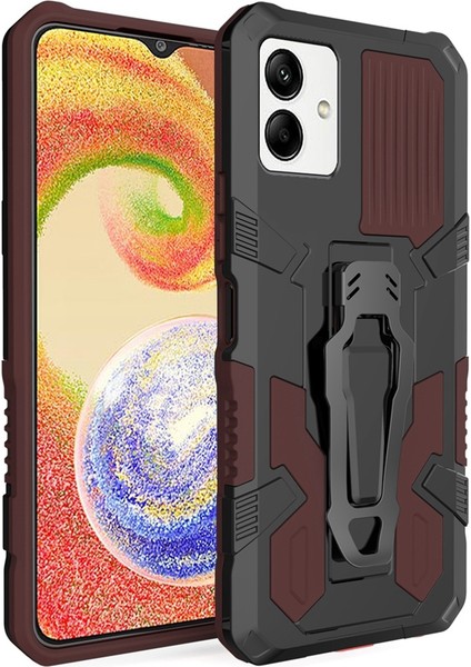 Mechwarrior Samsung Galaxy A04 4g (164.4 x 76.3 x 9.1 Mm) Telefon Kabuğu, Koruyucu Kasa Tpu+Pc Arka Klip Kickstand-Coffee ile Sert Zırh Telefonu Kapağı (Yurt Dışından)