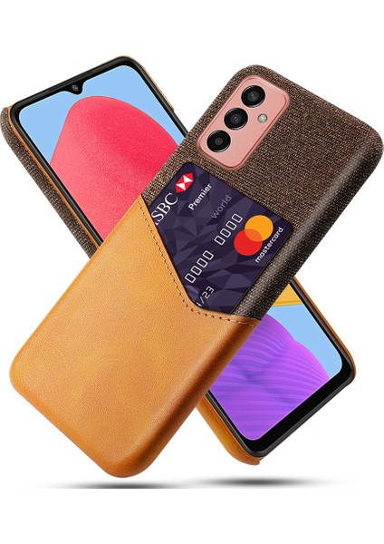 Samsung Galaxy M13 Için Cep Telefonu Kılıfı M13 4g Kart Tutucu Tasarım Anti-Fall Bez Doku Telefon Kılıfı Pu Deri Kaplamalı Pc Kapak-Kahverengi (Yurt Dışından)