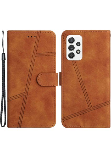 Samsung Galaxy A53 5g Retro Cilt Touch Hissedilen Tam Koruma Pu Deri Cüzdan Kapağı Şok Geçirmez Telefon Standı Case-Brown (Yurt Dışından)