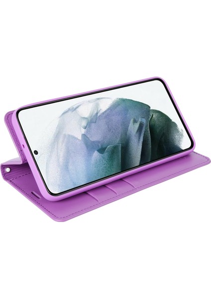 Hanman Minuo Serisi Samsung Galaxy S21+ 5g Cüzdan Stand Pu Deri Damla Geçirmez Cep Telefonu Kılıf Etme (Yurt Dışından)