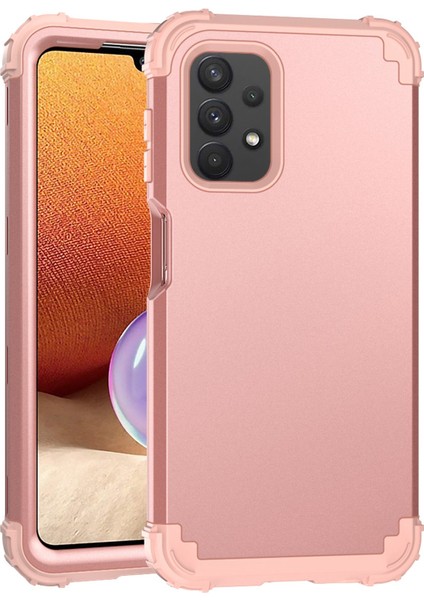 Samsung Galaxy A73 5g Için 3-1 Arada Silikon+Pc Kasası Şok Geçirmez Güçlendirilmiş Köşe Telefonu Kapak-Rose Gold (Yurt Dışından)