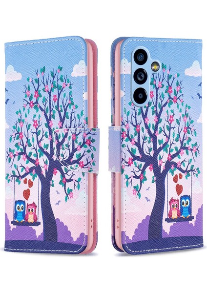 Samsung Galaxy A54 5g Iyi Korumalı Manyetik Flip Kasa Pu Deri Standı Özellik Cüzdan Baskılı Desen Telefon Kapağı Iki Baykuşlar (Yurt Dışından)
