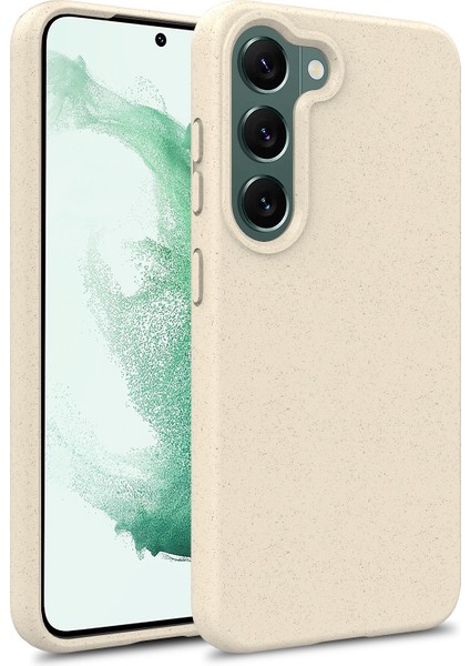 Samsung Galaxy S23 Biyobozunur Buğday Saman+Tpu Cep Telefonu Kabuğu Yumru Kanıtı Mat Cep Telefonu Vaka-Beyaz (Yurt Dışından)