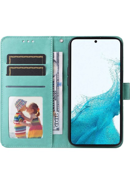 Samsung Galaxy S23+, Cüzdan Tasarımı Manyetik Kapatma Akıllı Telefon Kabuğu Kapak Yeşil (Yurt Dışından)